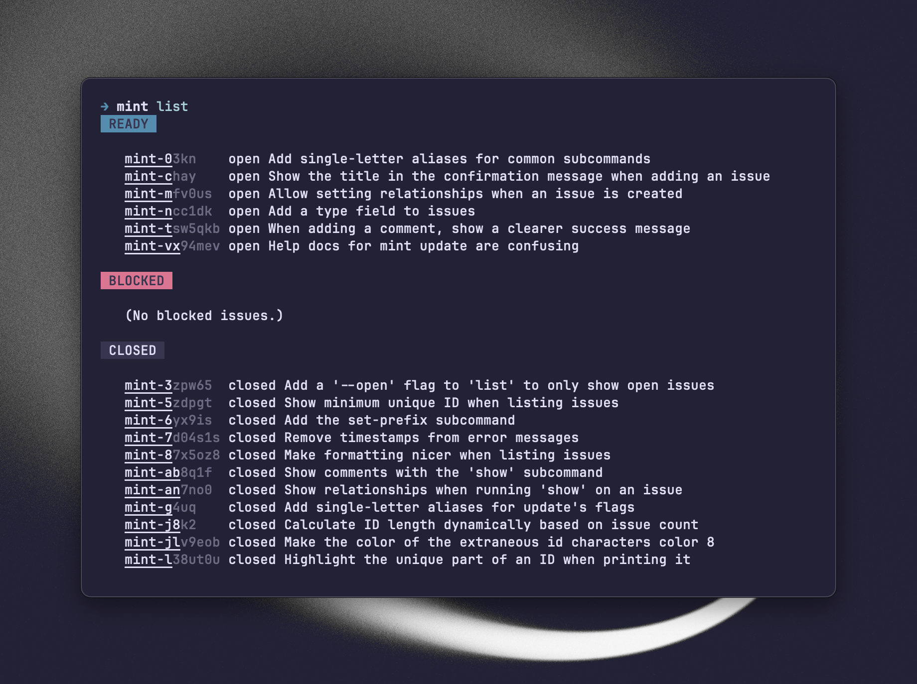 Screenshot of the program in use, in dark mode, showing several issues.