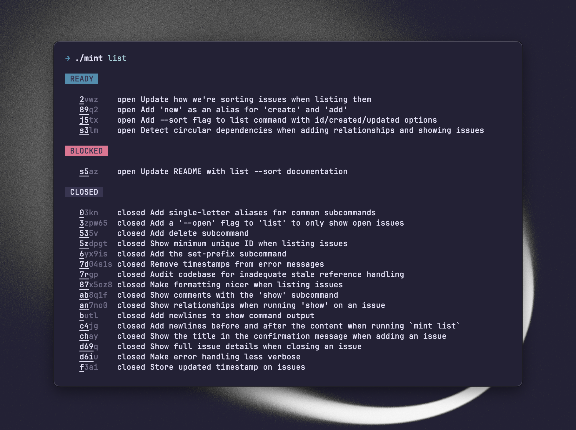 Screenshot of the program in use, in dark mode, showing several issues.